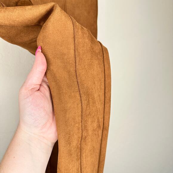 Spanx Faux Suede High Rise Tummy Shaping Rich Caramel Leggings Pant Small Petite - Picture 7 of 15